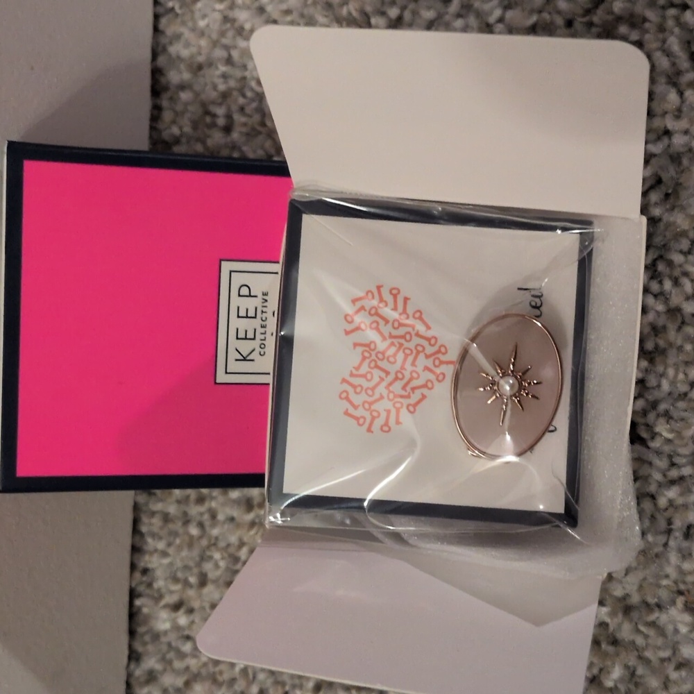 Keep Collective Pink Rose Quartz and Gold Charm NIB